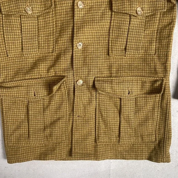 Vintage‎ 70's Woolrich Wool Blend Collared Shirt Jacket Small 4 Pockets Beige